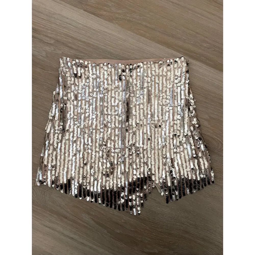 Free People | Faux Wrap Sequin Mini Skirt size 2